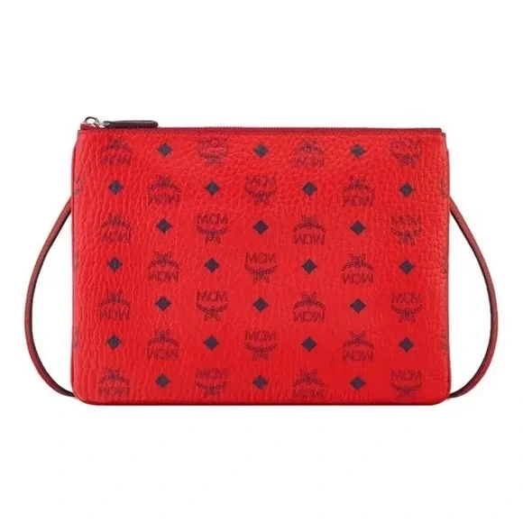NEW Authentic MCM Crossbody Pouch in Visetos CANDY RED - Dustbag + Tags + COA - Picture 8 of 9